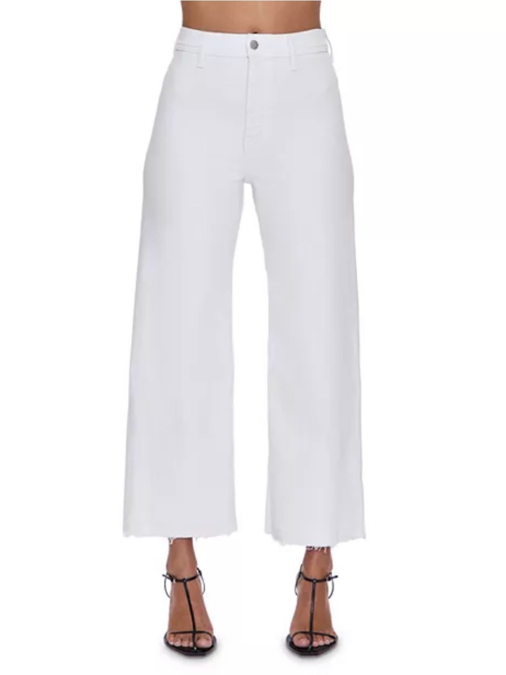 Pistola White Cropped Wide-Leg Jeans